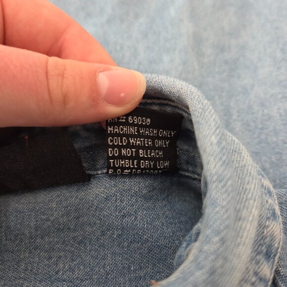 Outrageous Sports Mens Demin Horse Embroidered Button Up Top Size L Western - Picture 5 of 8